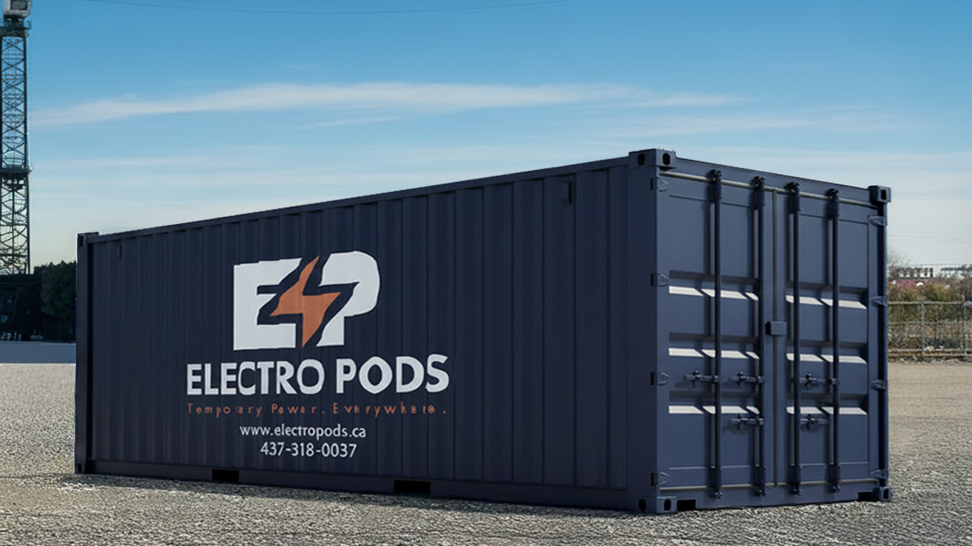 Electro Pods temporary power container on residential construction site in Toronto